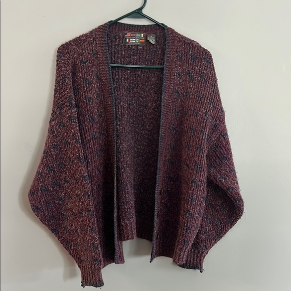 Vintage Paris Sports Club Cardigan Sweater V Neck Button 80s 90s Purple Size M - Picture 1 of 7